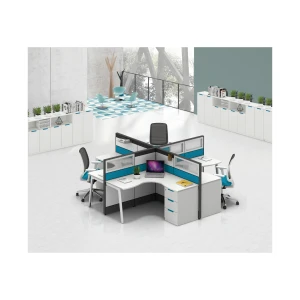 Wholesale modular office cubicle l shape modern computer desk 4 seat workstation