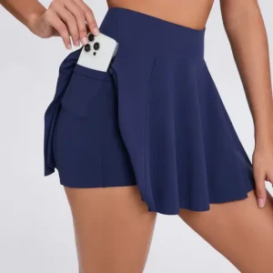 Wholesale New Casual High Waist Anti-Light Fitness Tennis Skirt Pleated Quick-Drying Shorts With Pocket for Women