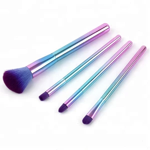 Wholesale New Gradient 4pcs Eye Makeup Brush Set Eyeshadow Tool Kit With Glitter PVC Bag