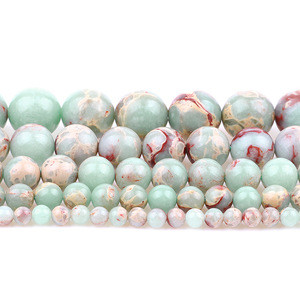 Wholesale Round Sea Sediment Imperial Jasper Natural Loose Gemstone Stone Beads for Necklace Bracelet Making Fashion Jewelry