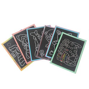 Wholesale Super DIY Small Size Educational Kids Toys Drawing Painting Learning Game Colorful Graphic Card Scratch Painting Paper