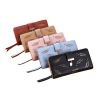 Wholesale Women Long Wallet Gold Hollow Leaves Pouch Coin Purse Leather Phone Wallet