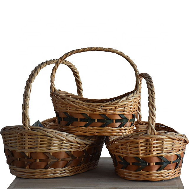 Buy Wicker Storage Basket Flower Baskets Empty Oval Willow Woven Picnic ...