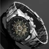 WINNER 246 sale Fashion Winner Stainless Steel Skeleton Mechanical Watch For Man automatic self winder Wrist Watch
