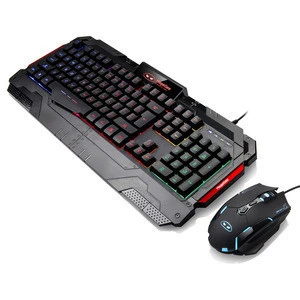 Wired GK806 Gaming Keyboard Gaming Mouse Combo RGB LED Backlit Keyboard 7 Colors Breathing LED Light  Mouse Set for PC Laptop