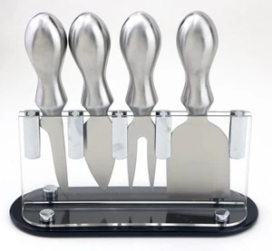 With plastic holder 4-Piece set Stainless Steel cheese knife