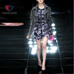 women turn down-collar Jacket European and American punk style  metal rivets slim washed PU leather Front zipper closure  coat