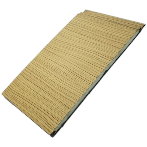 Wood Grain Metal Siding Panel External Insulated Wall Panel PU Polyurethane Sandwich Panel
