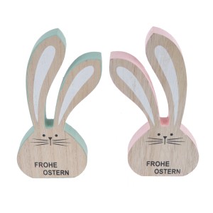wooden craft MDF rabbit easter bunny Festive Greetings &quot;FROHE OSTERN&quot; Easter Gift home Decor Party Supplies