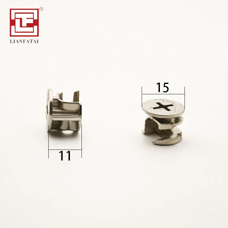 Zinc alloy material cam bolt D15 * H11 mm furniture cam lock fasteners