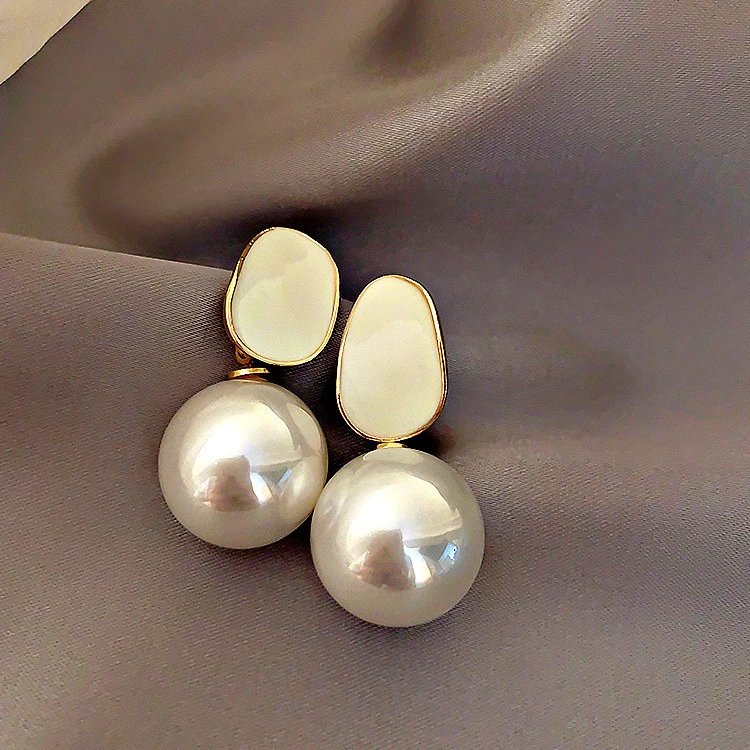 Zooying S925 Silver Needle Pearl Pendant Geometric Earrings