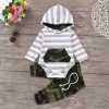 0-24M Baby Boy Clothes Set Newborn Striped Hooded Tops Romper Bodysuit Camouflage Long Pants 2PCS Boy Autumn Outfits Clothes