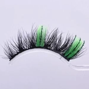 Colored mink eyelashes with glitter strands bulk wholesale colorful glittered real mink lashes lashes
