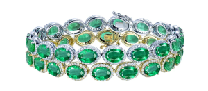 Bracelets Women Solid 18k Yellow White Gold 27.06ct Natural Emerald 175mm Length