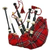 Scottish Highland Bagpipe made of Black Finish royal stewart cover and cord