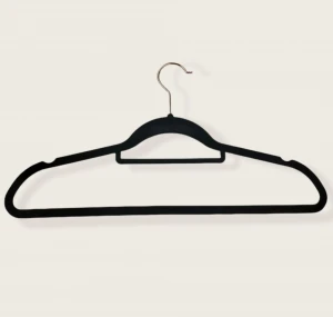 45cm Multi-functional Plastic Velvet Bottom Hanger with Adjustable size