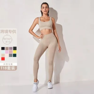 Yoga clothes female cross-border European and American ladies fashion sexy gym tights sportswear shockproof running suit