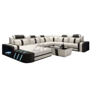 American Modern leather sectional couch with USB with Blue Speaker Function for Wholesale Living room Furniture Sofa Set