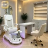 Luxury Electric Reclining Pedicure Spa Chair Diamond Quilted PU Leather Intelligent Control Panel LED Atmosphere Light