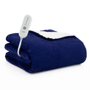 Custom ETL Certification Machine Washable Soft Plush Blue Heating Throw Blankets