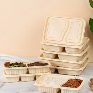 Eco-friendly Degradable 100% Biodegradable Compostable Corn Starch Lunch Box Biodegradable Corn Starch Food Container