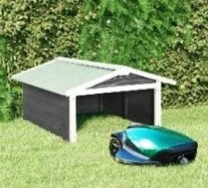 vidaXL Lawn Mower Garage Gray and White Solid Firwood, Plywood Medium