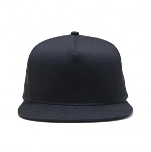 100% cotton  simple plain black  promotional mesh  wholesale custom logo snapback caps