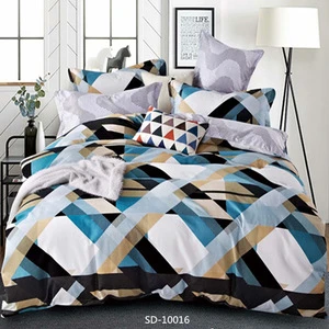 100% Polyester Bedding Set King Queen Double Single Size 4 Pieces Colorful Bed Sheet Set