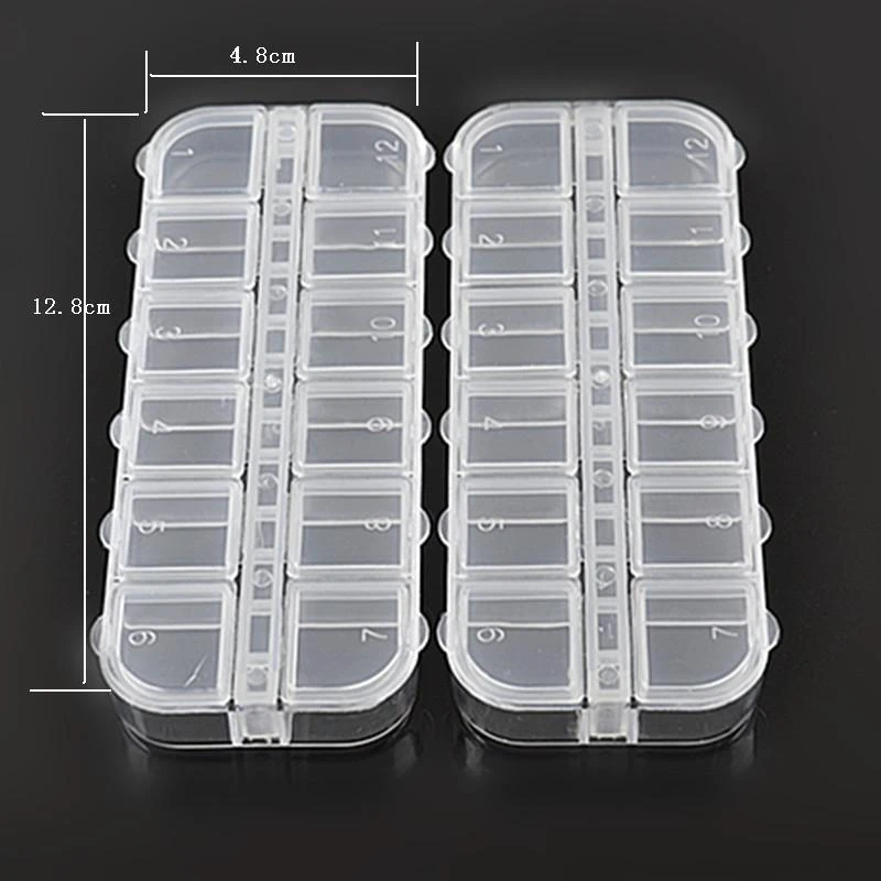 12 Grid Nail Art Transparent Empty Plastic Storage Case Rhinestones Dried Flower Earring Jewelry Box Container Manicure Tool