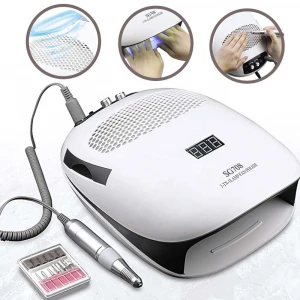 140W 3-IN-1 Nail Drill Manicure Machine & Nail Dust Vacuum Cleaner & UV Lamp Extractor Fan For Manicure Nail Tool Dust Collector