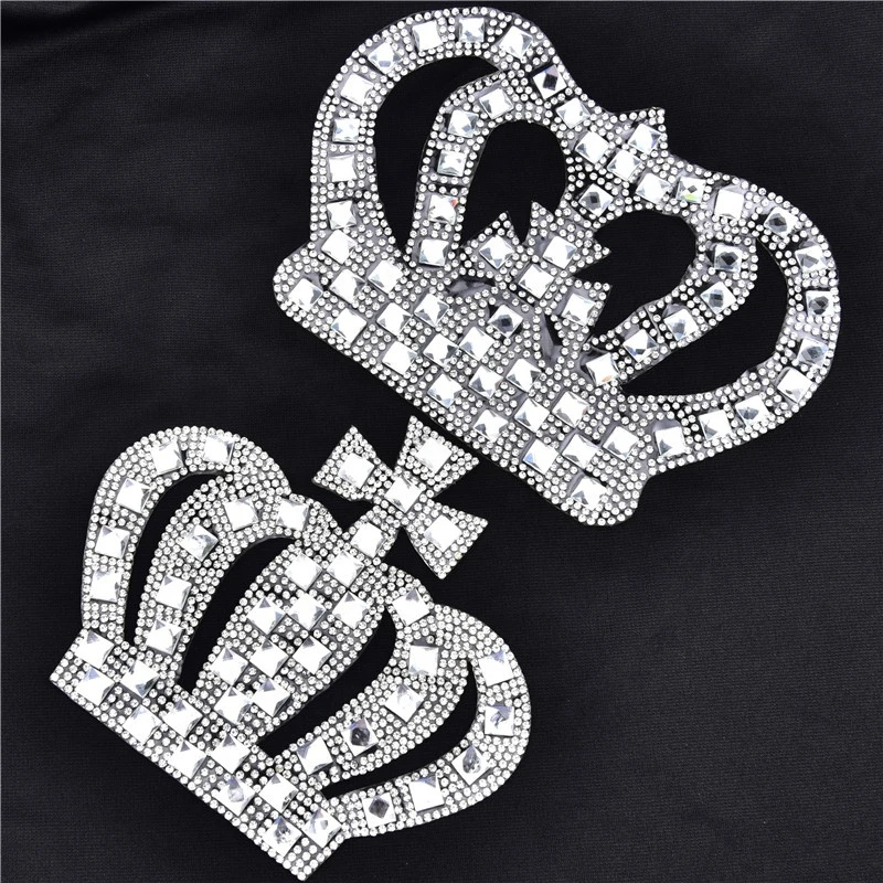 16.5*11.7cm Crown Pattern Diamond Sticker Hot Melt Adhesive crystal Rhinestone diamond Clothes hat bag Car Decor DIY Accessories