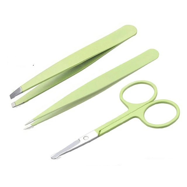 2 pcs Professional Stainless Finish Manicure Set Nail Cuticle Grooming Eyebrow Scissor and Tweezers