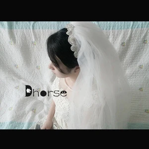 2014Fancy rhinestone trims bridal veil DH-WV1218