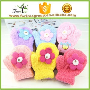 2015 china supplier wholesale pink knitted baby gloves and mittens