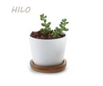 2017 hot new products ceramic planter pot bamboo tray pack of 6