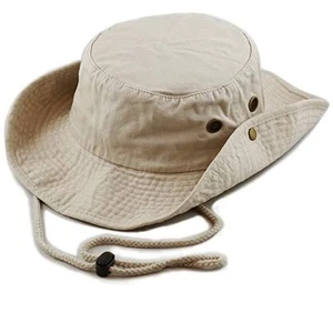 2018 Cotton Wide Brim Foldable Double-Sided Outdoor Boonie Bucket Hat Two snap buttons