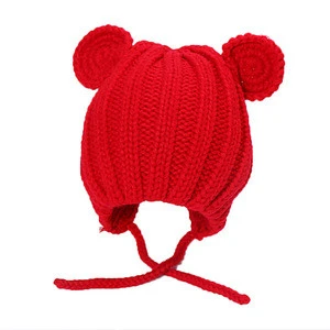 2018 Fashion Unisex Lovely Bear Ears Knitted Baby Beanie Hats Winter Cap