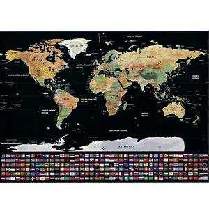 2018 Hot Selling Flag Edition Black Gold scrapable Map