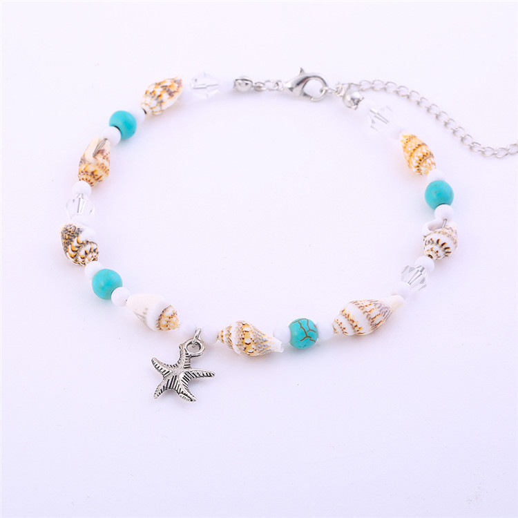2019 LIOU factory new design Indian Beaded Turquoise Star Turtle Pendant Seashells Anklets