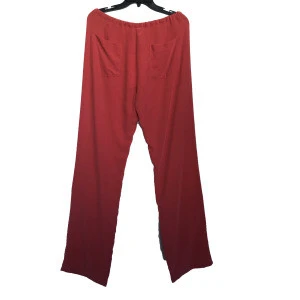 2019 New Trend Female Red Silk CDC Stone Washed Pants with Waist Tie Silk Crepe Pants For Women