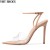 Import 2019 women pointy toe Transparent shoes stiletto ankle strap PVC sandal from China