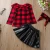 Import 2020 Fall/Winter Little Girls Clothing Sets Fashion Kids Long sleeves Plaid shirt+Leather skirt+Headband 3Pcs Baby girl Outfit from China