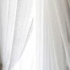 2020 New design 100%polyester fancy white sequin sheer curtain