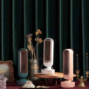 2020 New Product Ideas Arrivals Retro Tower Decoration 220Ml Usb Mini Desktop Water 2 In 1 Humidifier Cooling Fan