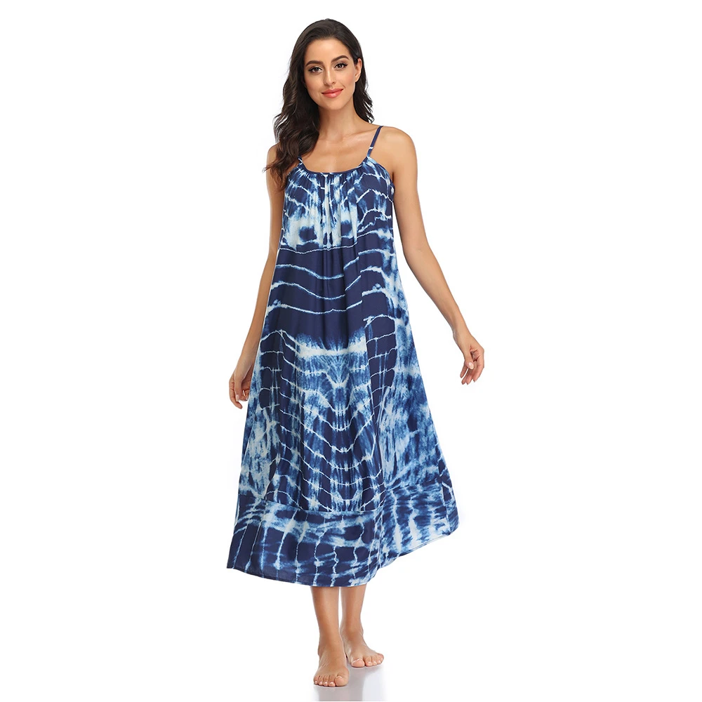 2021 Floral Retro Midi Dress halter Sleeveless Backless Spaghetti Straps Beach Long Dress Bohemian