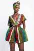 2021 Sexy Boho African Dress Long Maxi V-Neck Women Multi-Way Dress Pleated Dress Floral Print