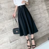 2021 summer new women wear slim drape half-length skirt high-waist solid color pleated skirt