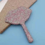 2024 Bling Diamond Rhinestone Heart Luxury Shiny Diamond Cosmetic Mirror Handheld Makeup Mirror