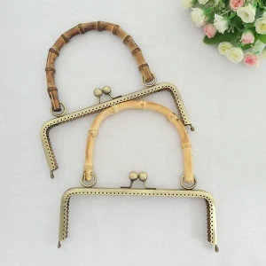 20.5cm hand DIY bag accessories bronze square smooth lace no broken hole bamboo handle Metal bag clip Metal bag handle