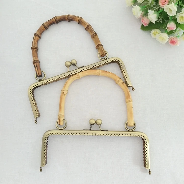 20.5cm hand DIY bag accessories bronze square smooth lace no broken hole bamboo handle Metal bag clip Metal bag handle
